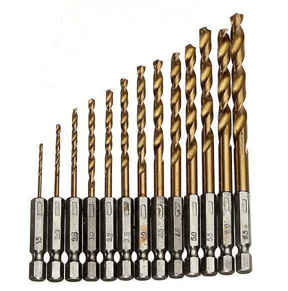 Set de brocas helicoidales de acero rápido titanizado