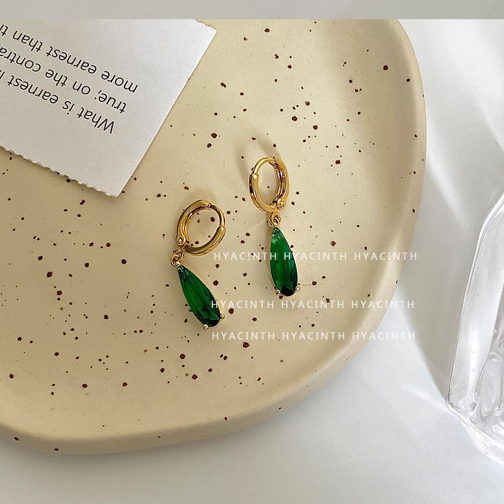 Aretes de circón horse eye esmeralda geométricos