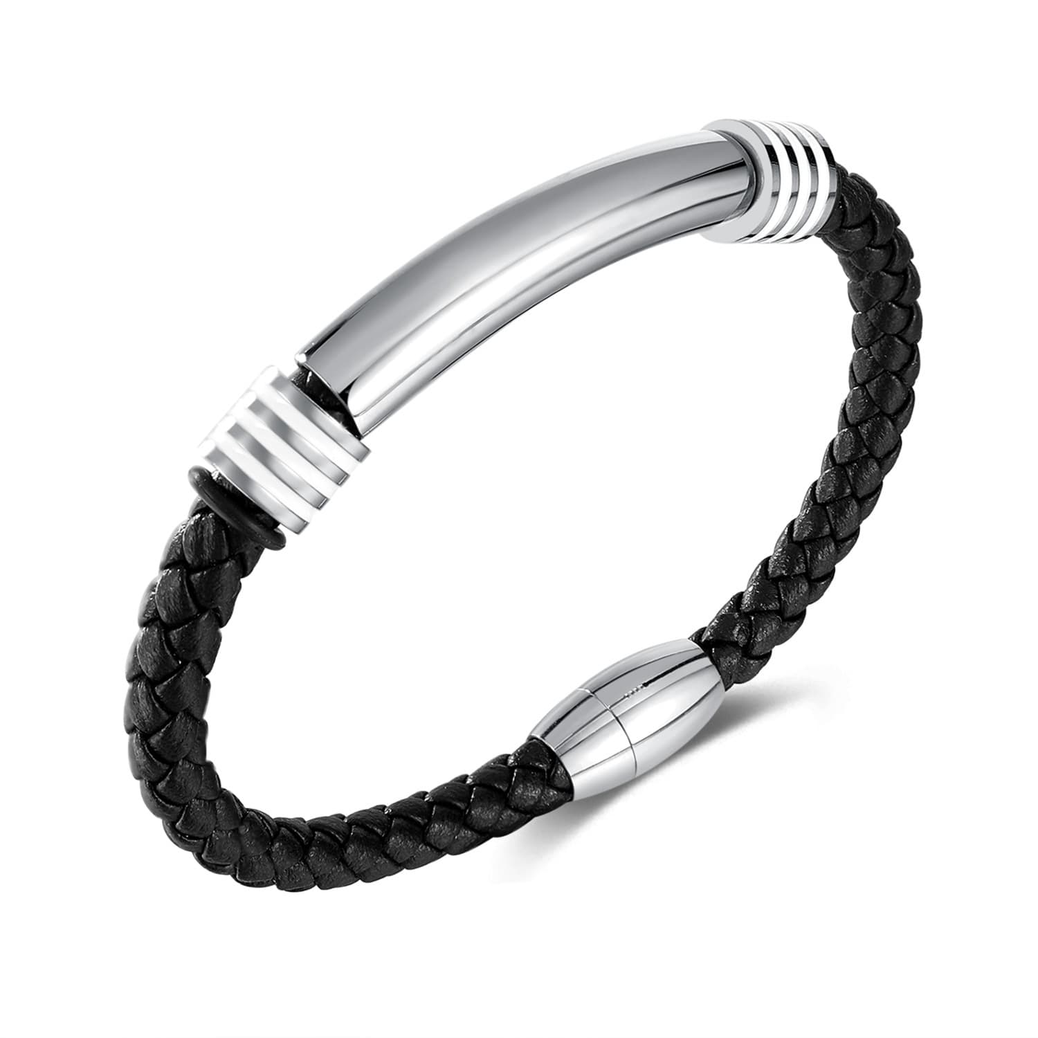 Pulsera de cuero tejida simple para hombre