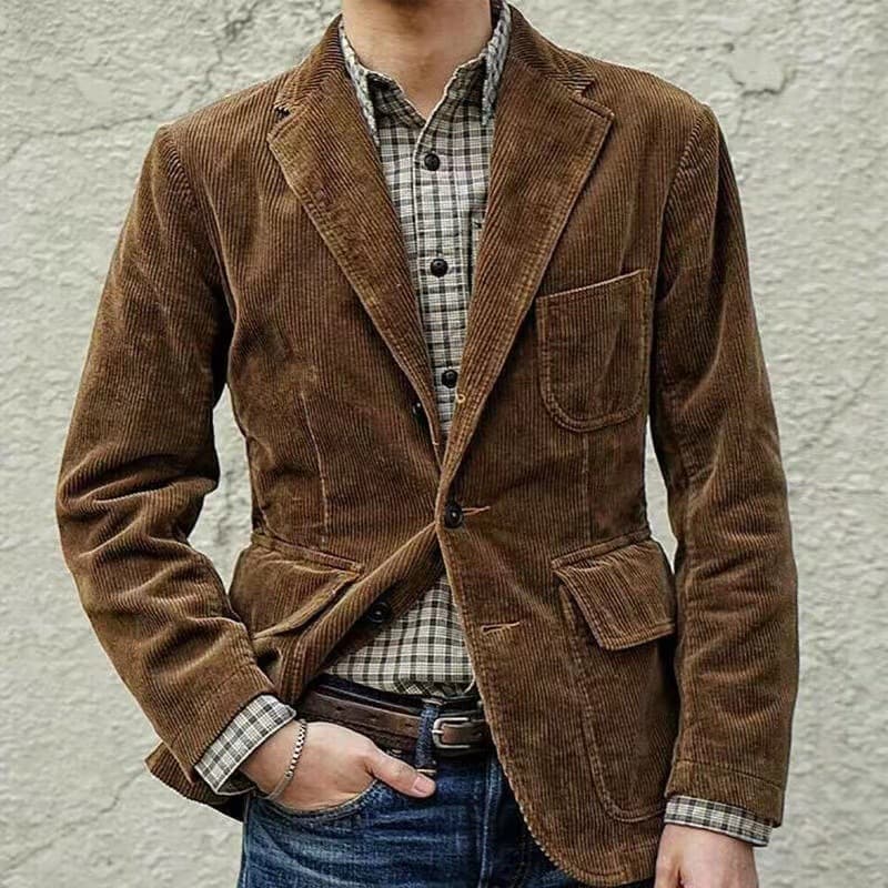 Chaqueta pana casual resistente para hombre
