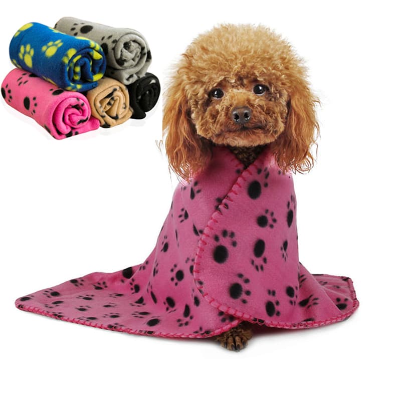 Manta suave para perros y gatos con diseño de patas