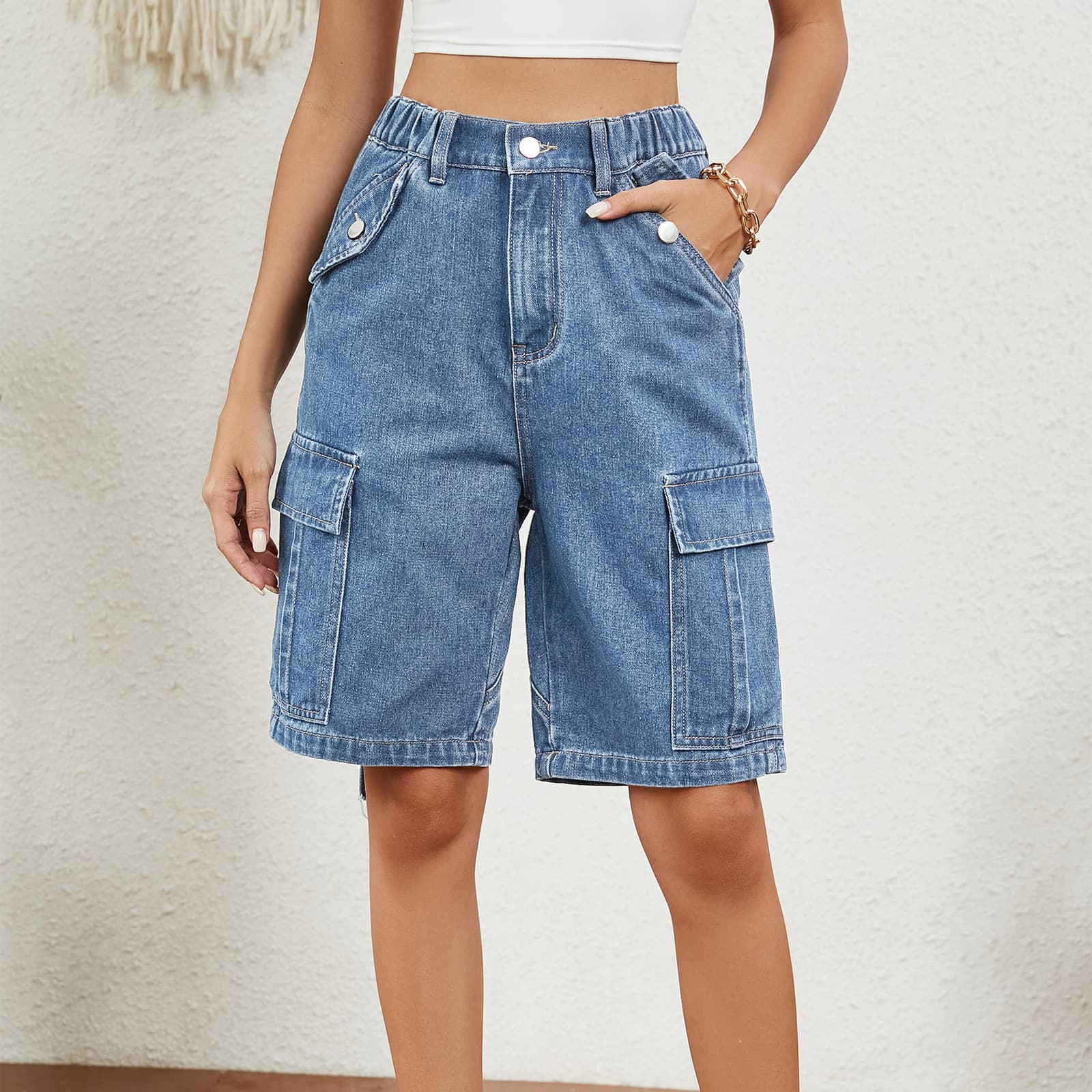 Pantalones cortos vaqueros con acabado lavado