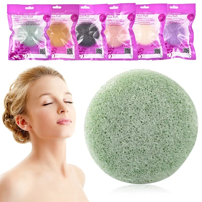 Esponja de konjac redonda para limpiar el rostro