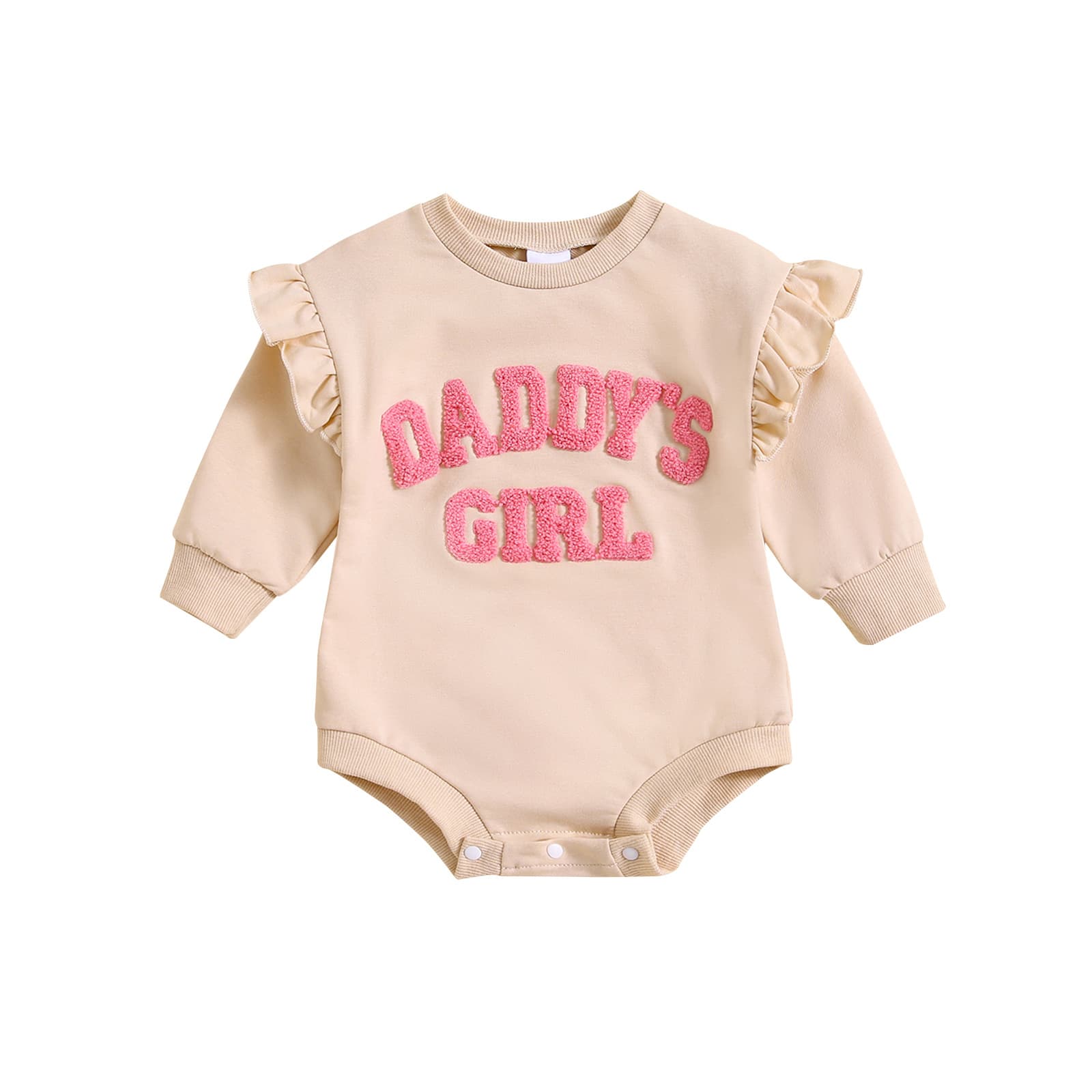 Mameluco para niña con volantes y estampado de letras