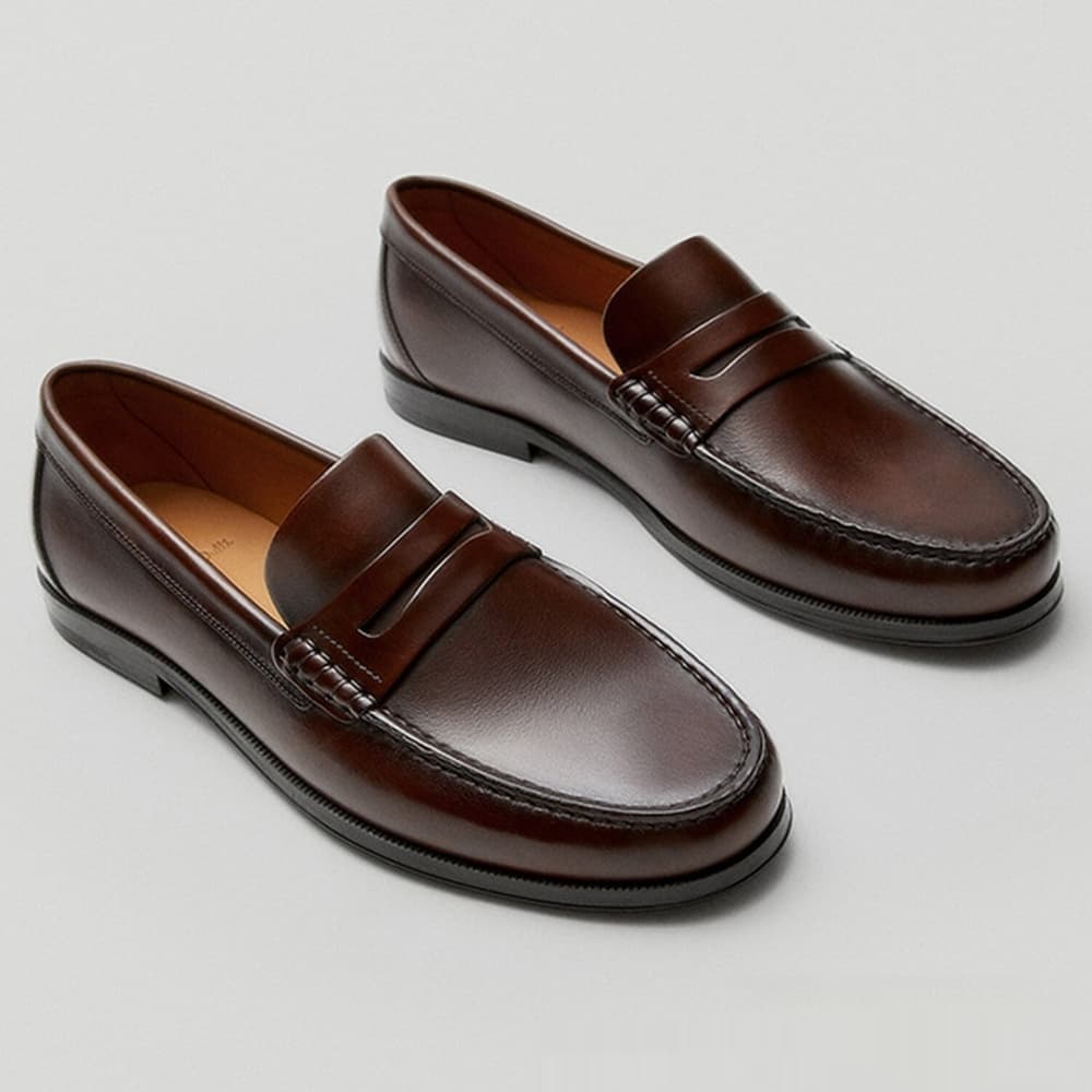 Mocasín retro hombre piel de becerro hecho a mano resistente