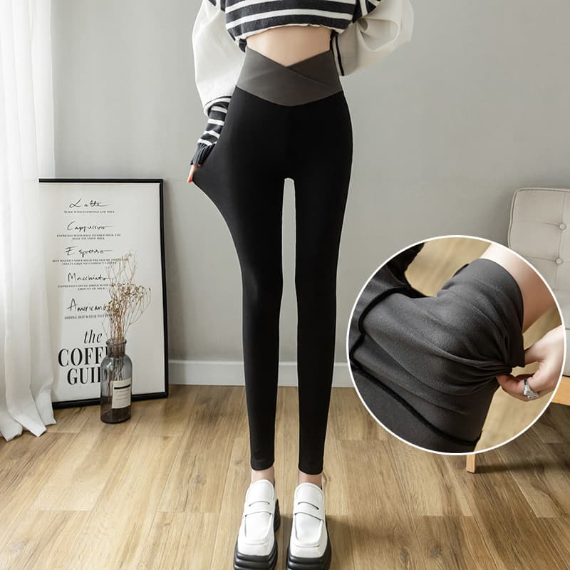 Leggings de cintura alta para mujer, terciopelo suave