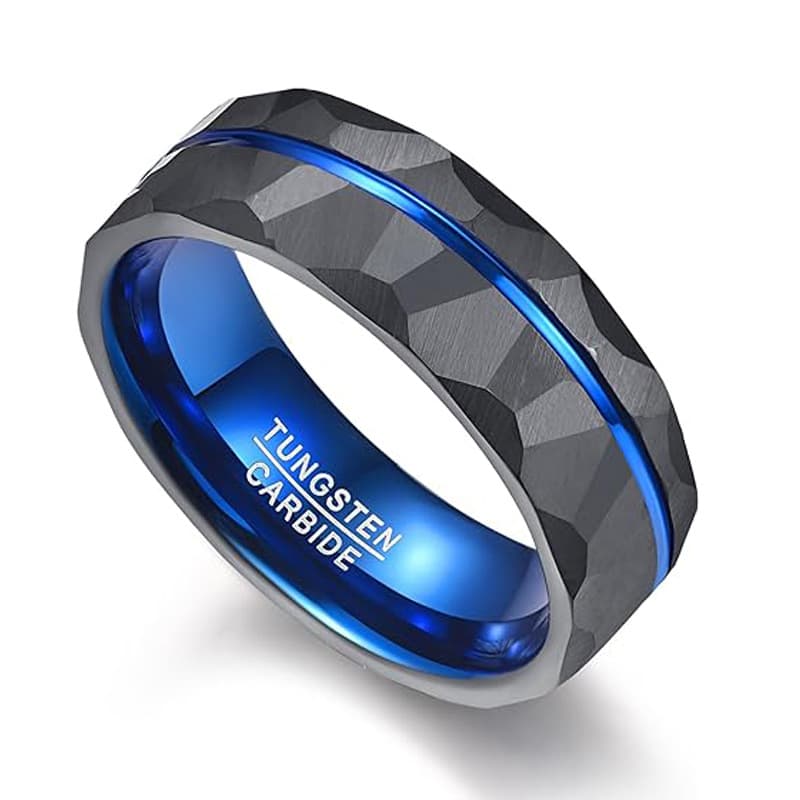 Anillo de tungsteno para hombre con corte floral