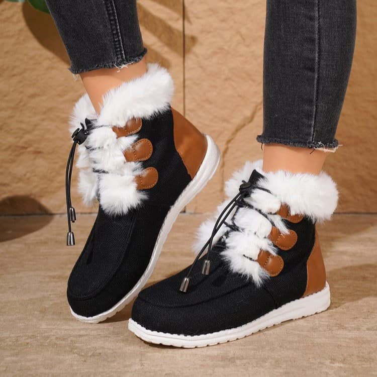 Botas de nieve con punta redondeada, cálidas y acogedoras
