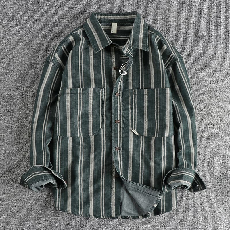 Camisa de algodón hombre con rayas vintage