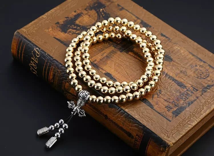 Collar de cuentas de rayo de acero inoxidable