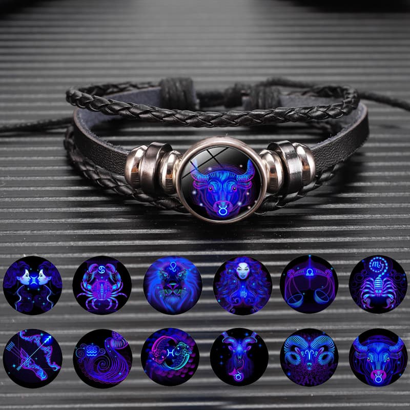 Pulsera luminosa de constelación zodiacal con diseño trenzado