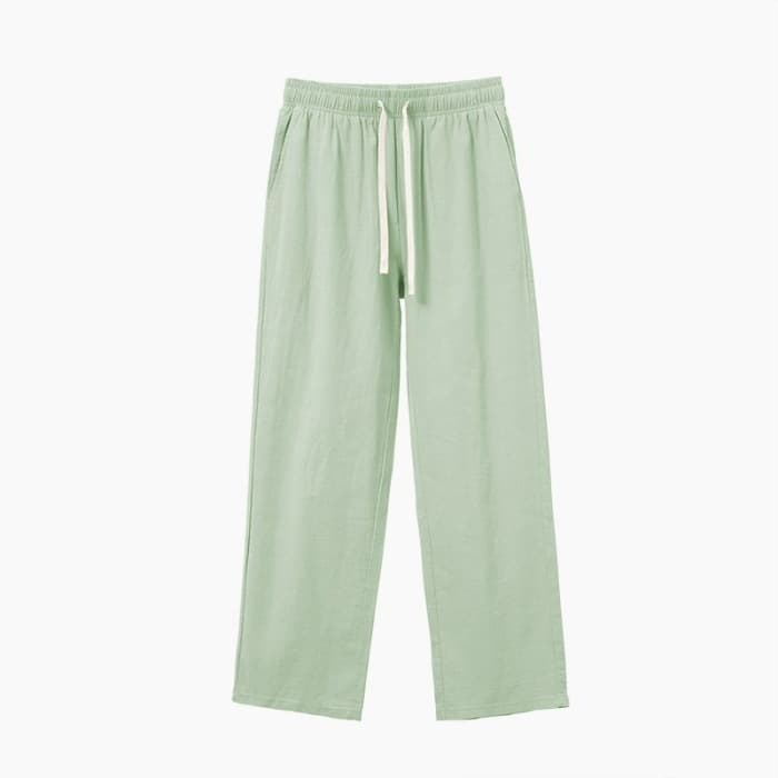 Pantalón de verano delgado holgado recto de algodón y lino