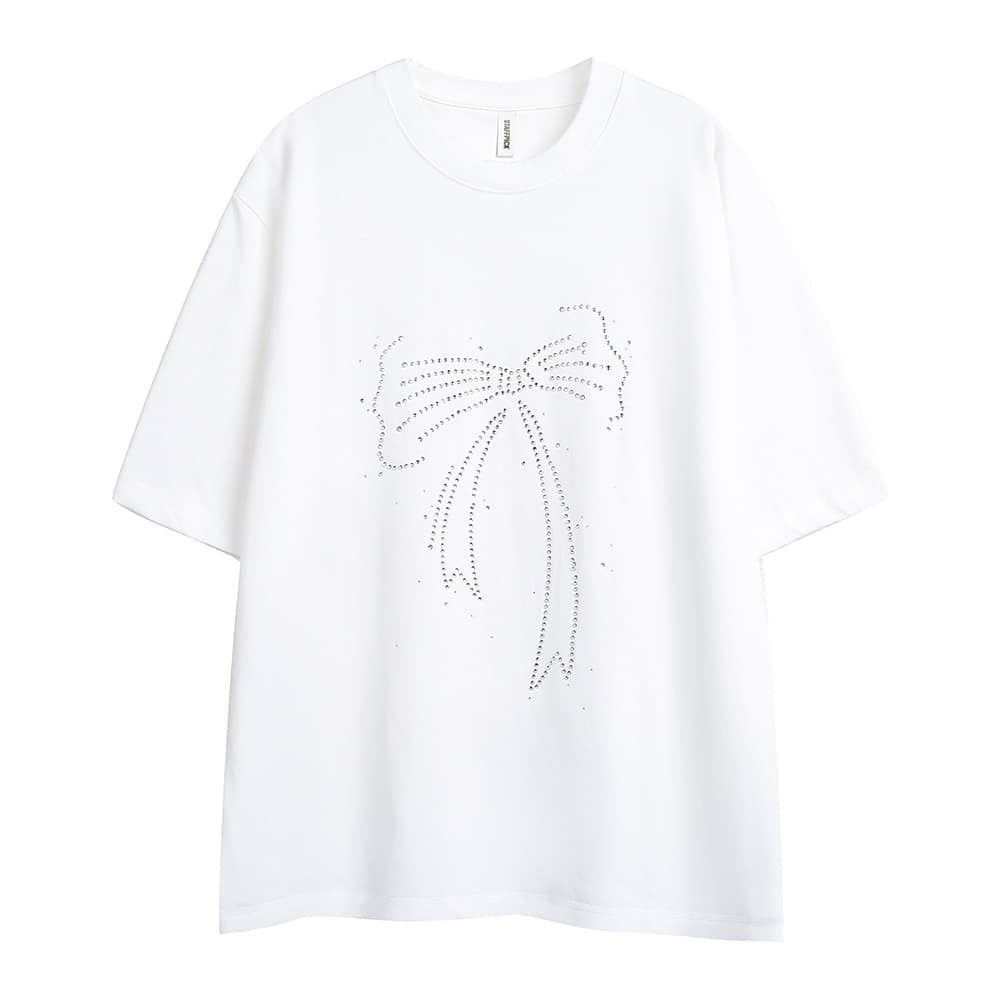 Camiseta hombre corta con moño y brillantes