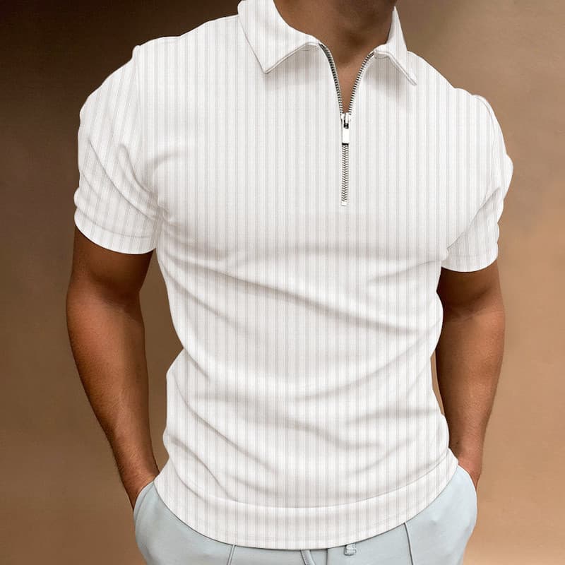 Camiseta a rayas con zipper para hombre