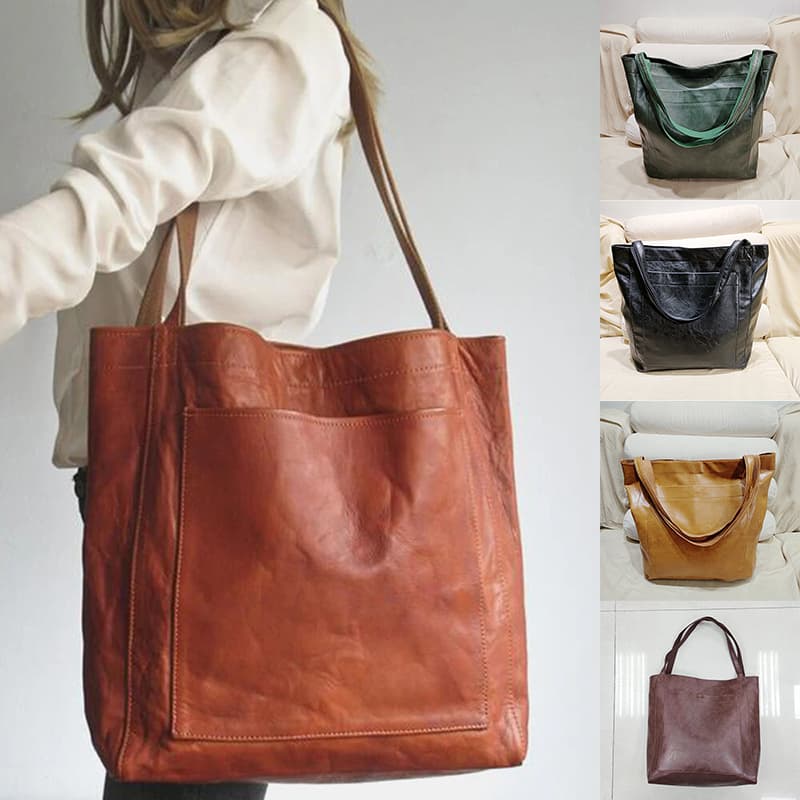 Bolsa de hombro retro con gran capacidad y bolsillo grande