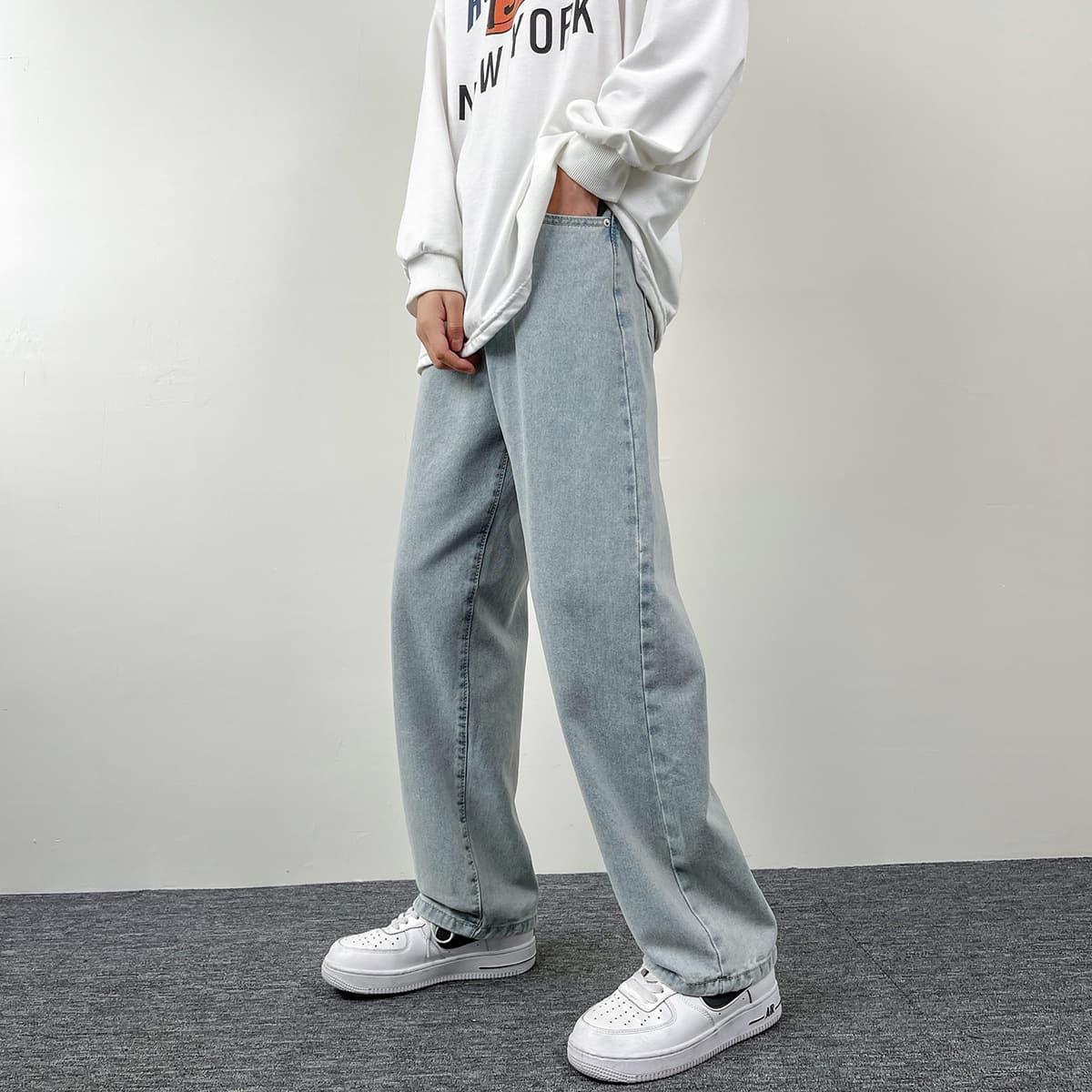 Jeans de algodón lavado estilo retro para hombre