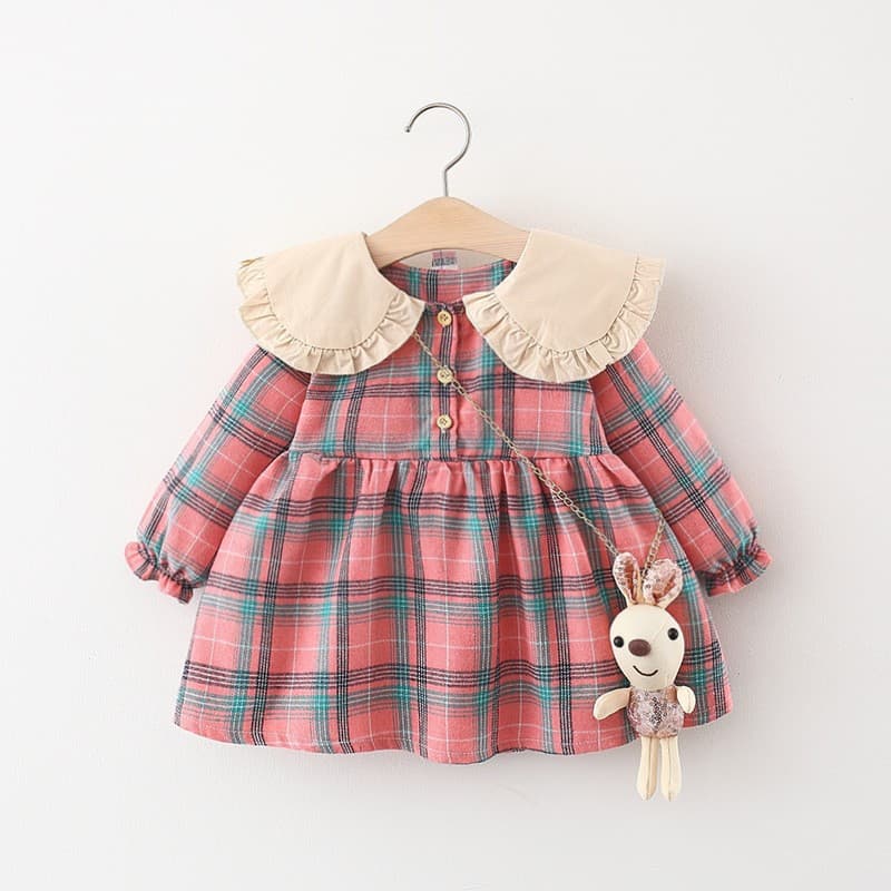 Camisa de cuadros manga larga para niña