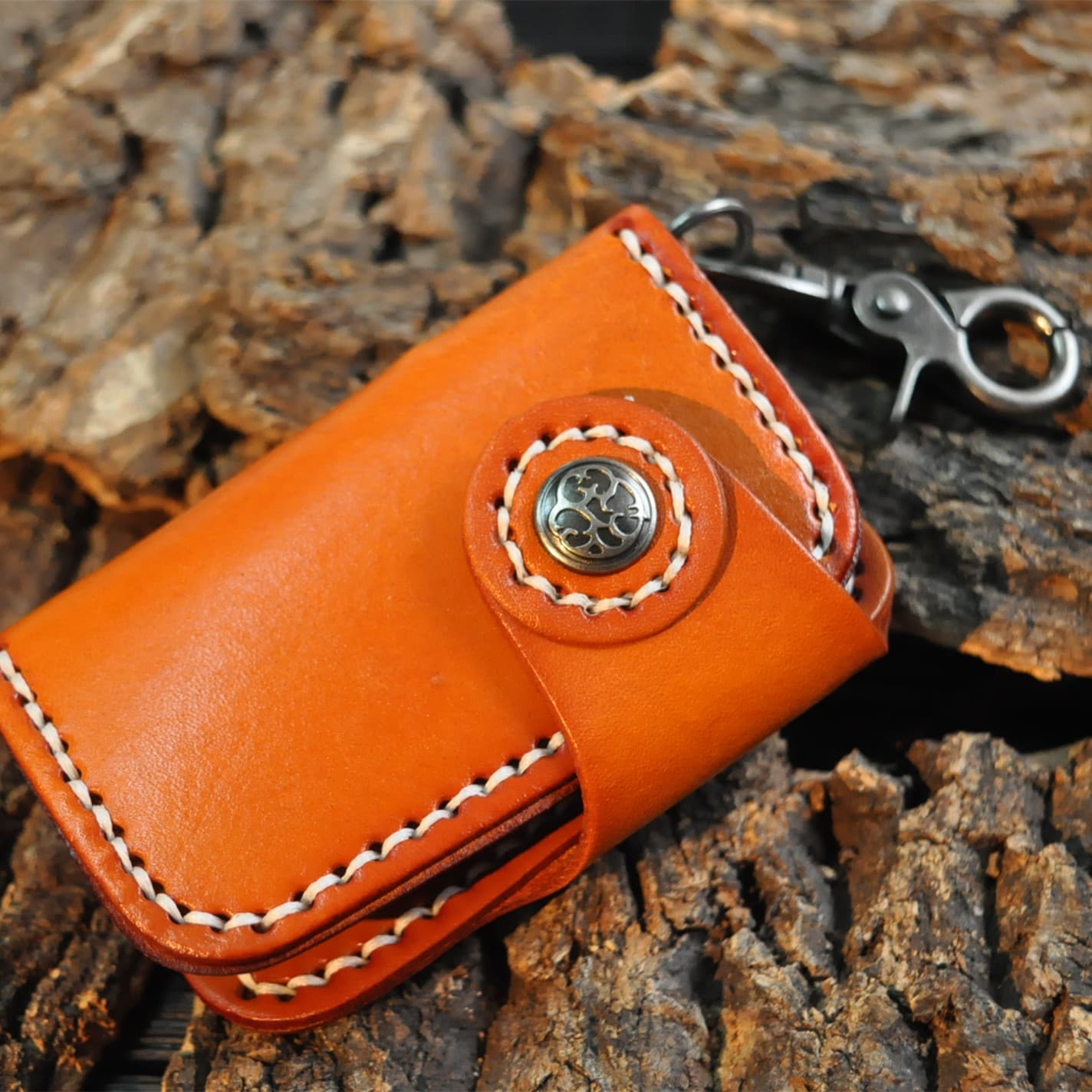 Estuche de llave de auto de cuero genuino hecho a mano