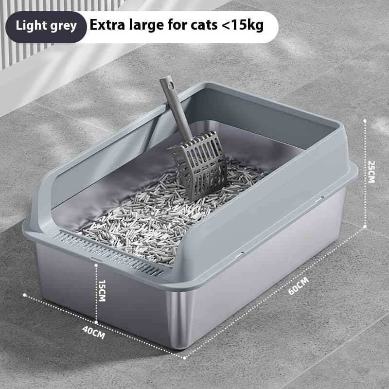 Arenero de acero inoxidable para gatos