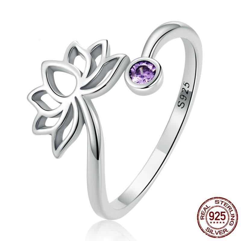 Anillo de plata 925 con diseño de flor de loto
