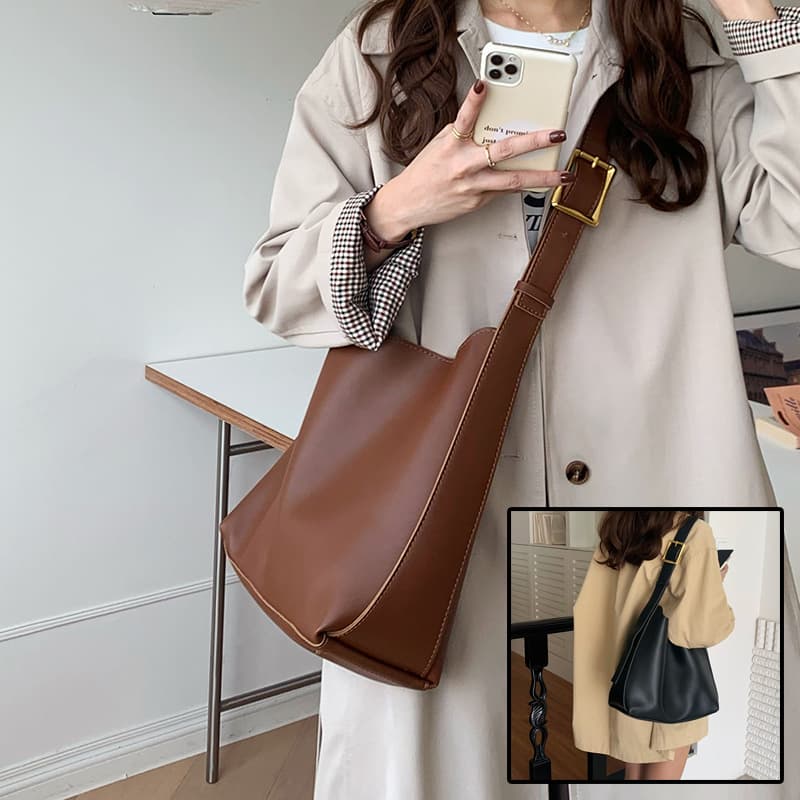 Bolsa de hombro para mujer en cuero sintético minimalista