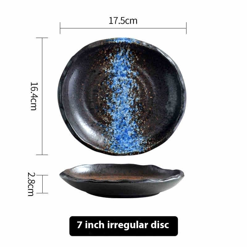 Plato irregular retro de porcelana coloreada