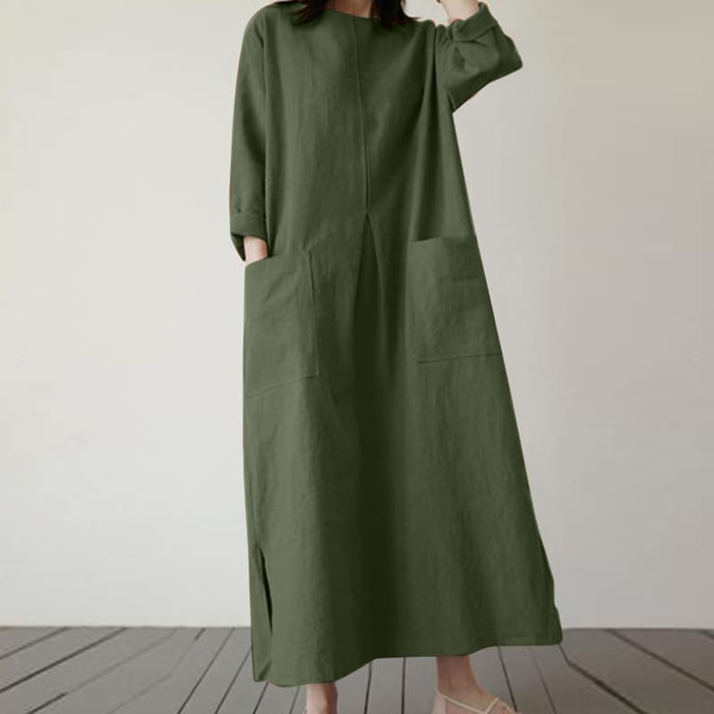 Vestido elegante color sólido para mujer otoño