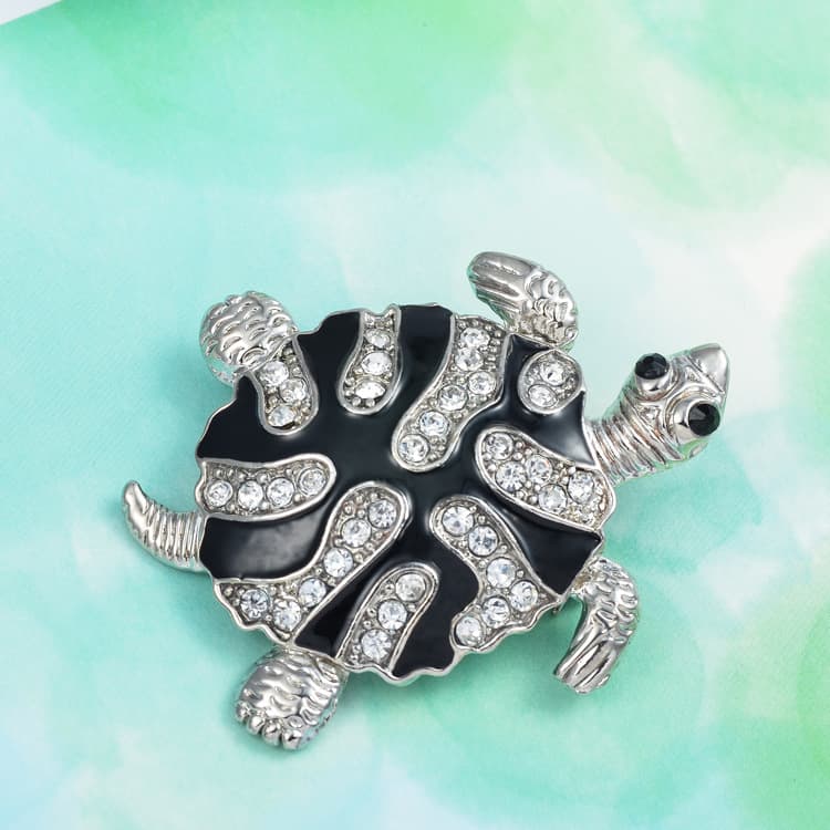 Broche de tortuga con diamantes, estilo coreano