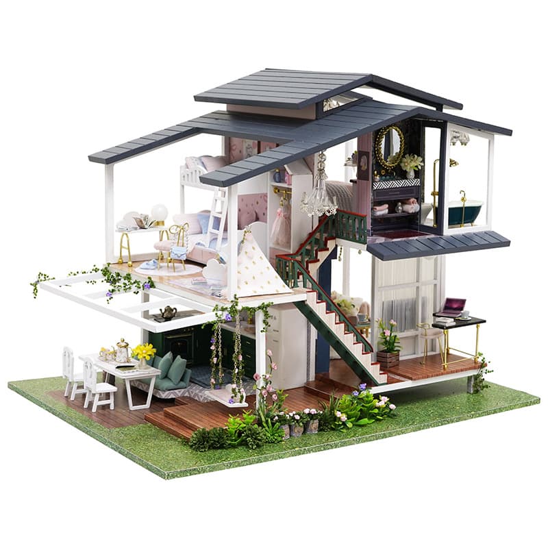 Modelo de jardín miniatura con música y luz