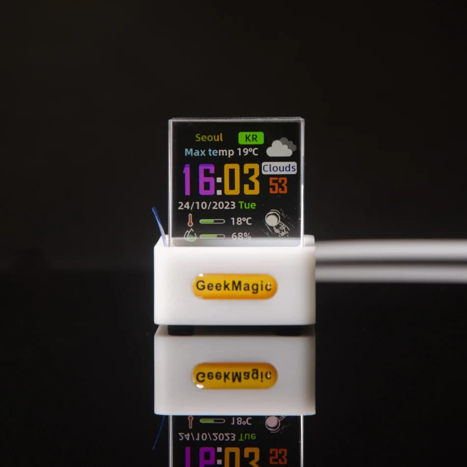 Reloj WiFi mini transparente con pronóstico de clima