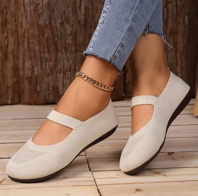 Zapato plano de malla para mujer, talla grande