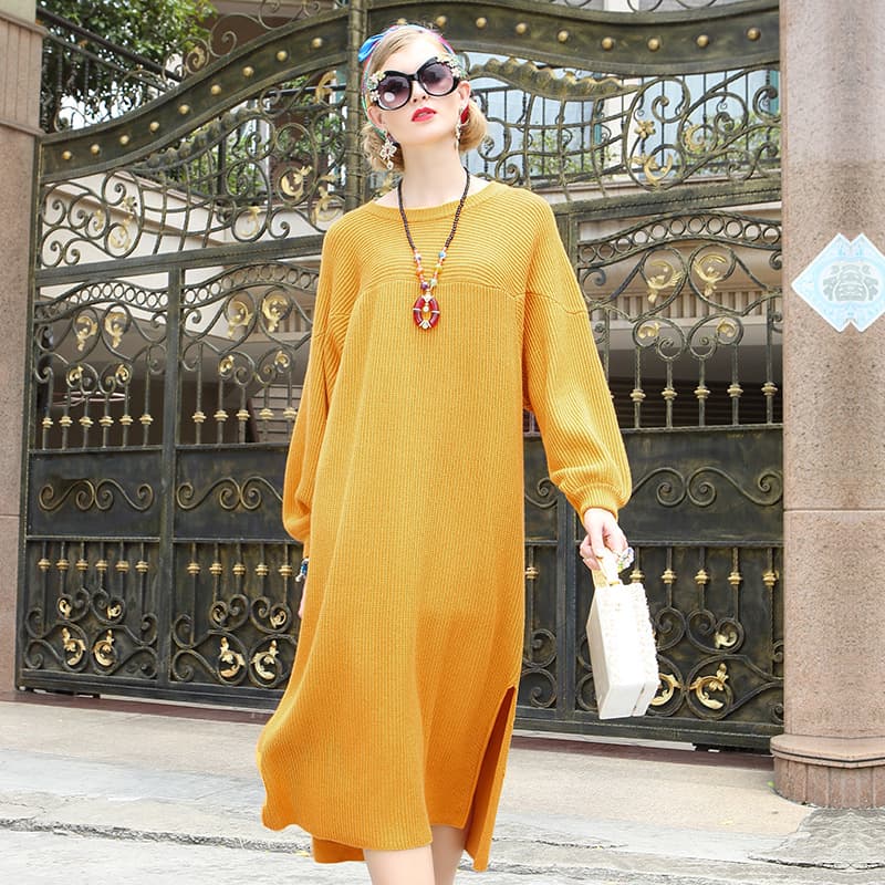Vestido suéter de punto para invierno y maternidad