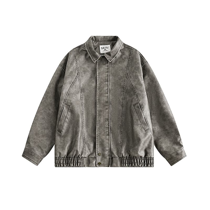 Chaqueta retro estilo Hong Kong deslavada para hombre