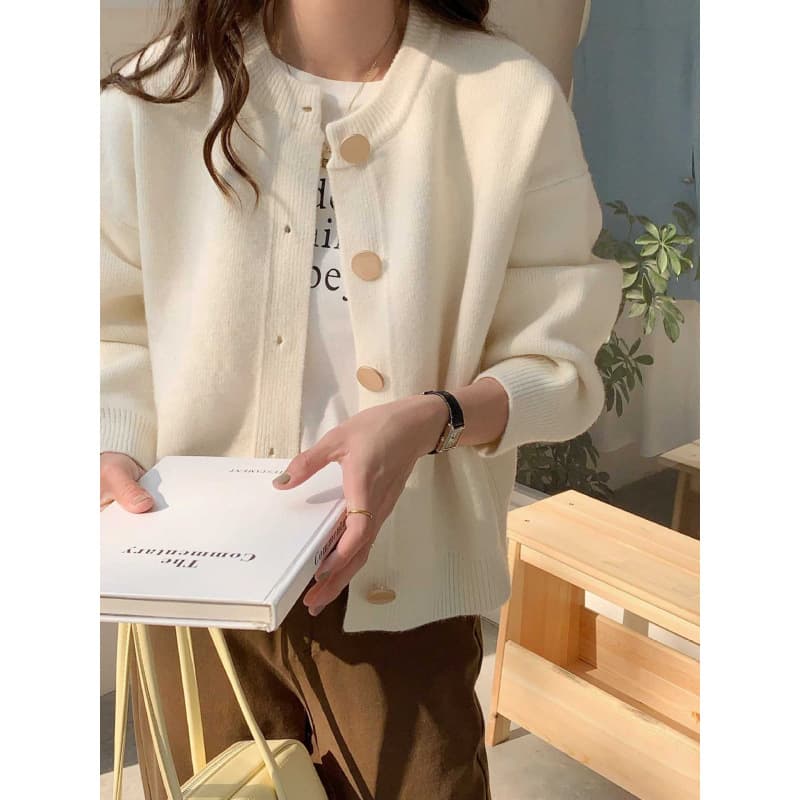 Cardigan de punto con botones, suelto y suave