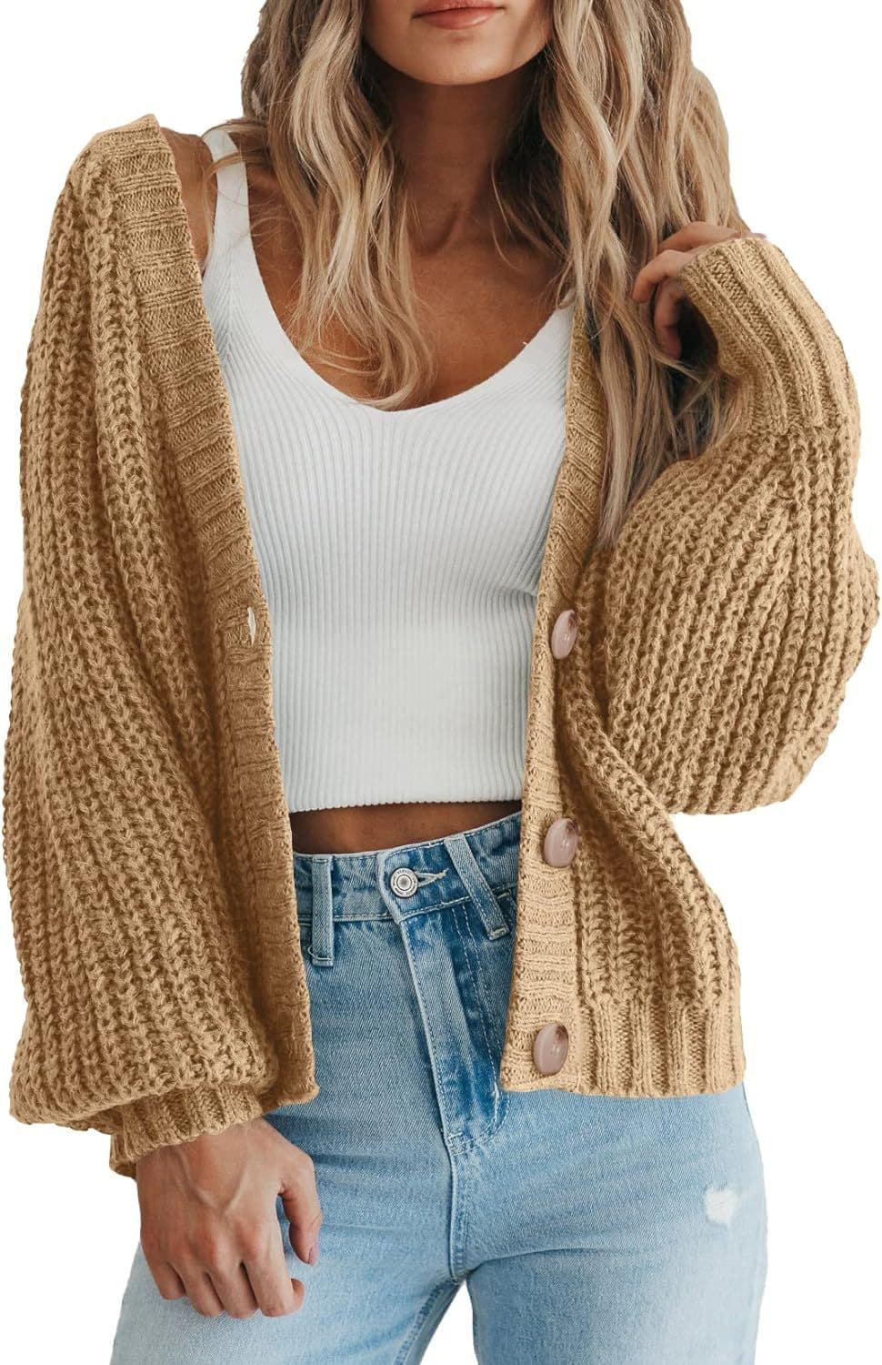 Cardigan tejido grueso para mujer