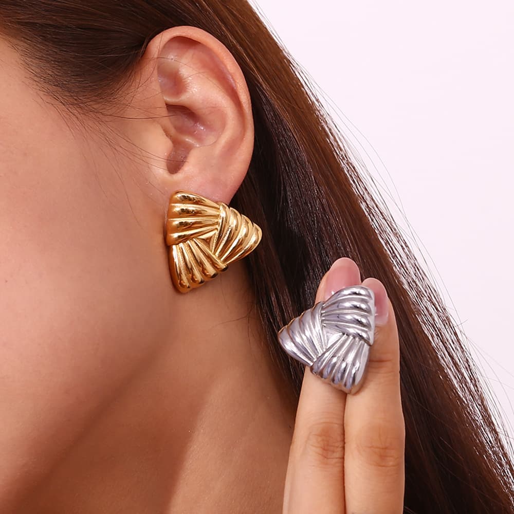 Aretes triangulares de estilo retro para mujer