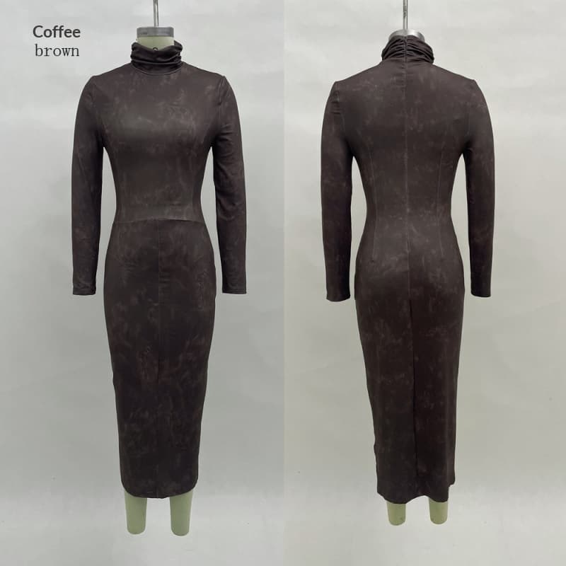 Vestido base manga larga ajustado de tela suave para mujer