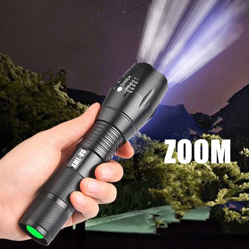 Linterna LED portátil recargable con zoom