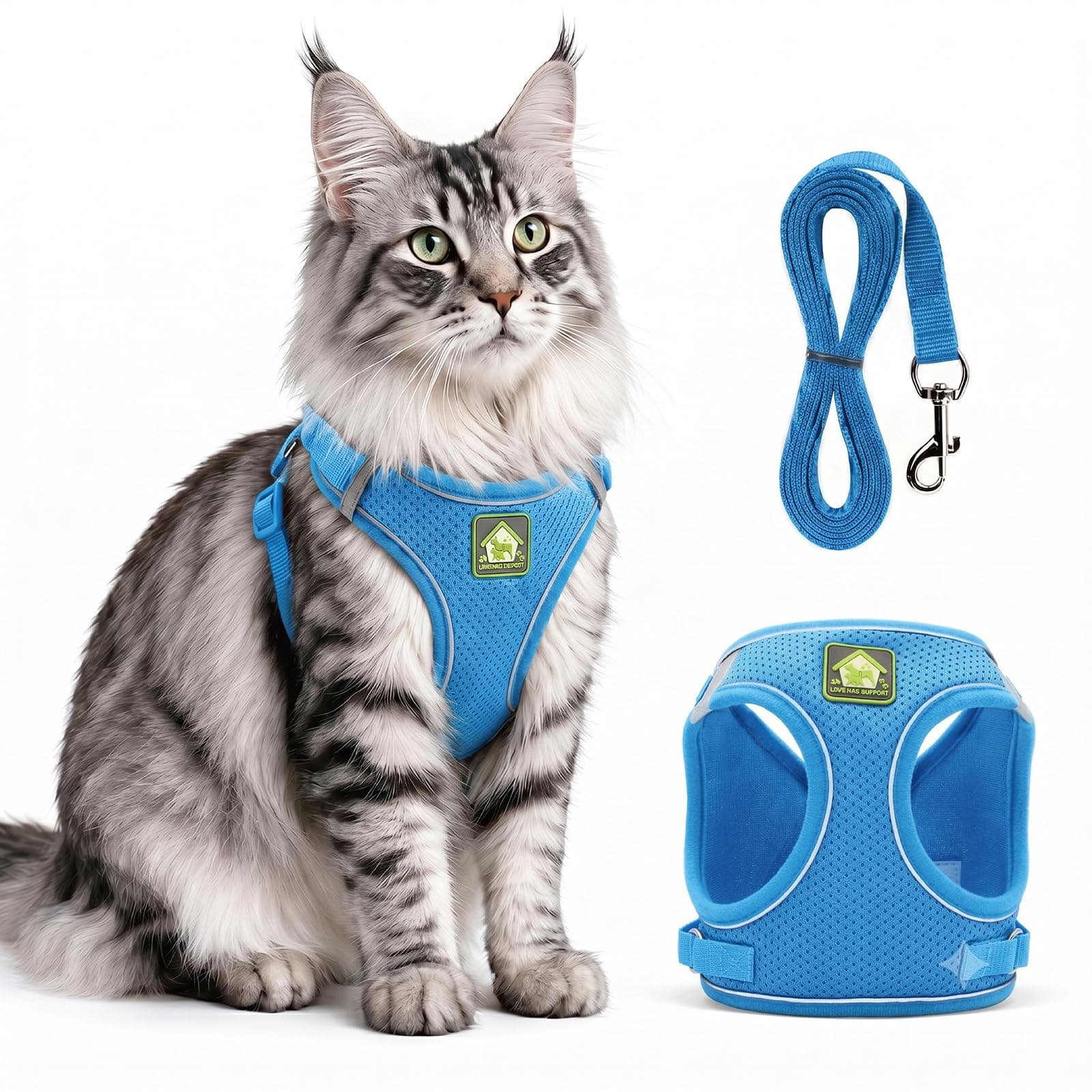 Arnés de gato anti-escape respirable con tiras reflectantes