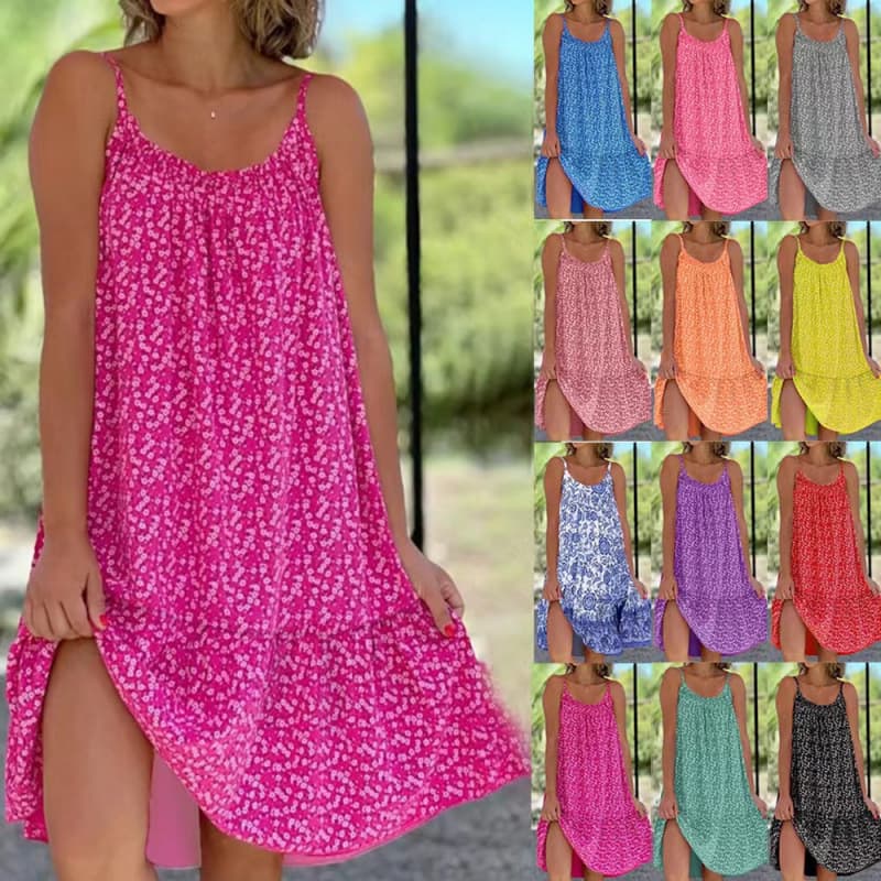 Vestido floral sin mangas para tallas grandes