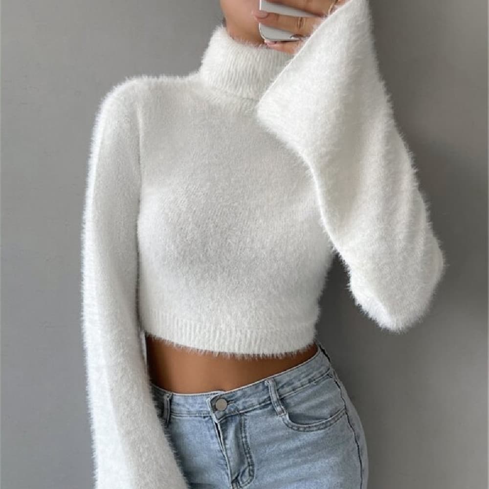 Suéter mujer cuello polera estilo europeo-americano