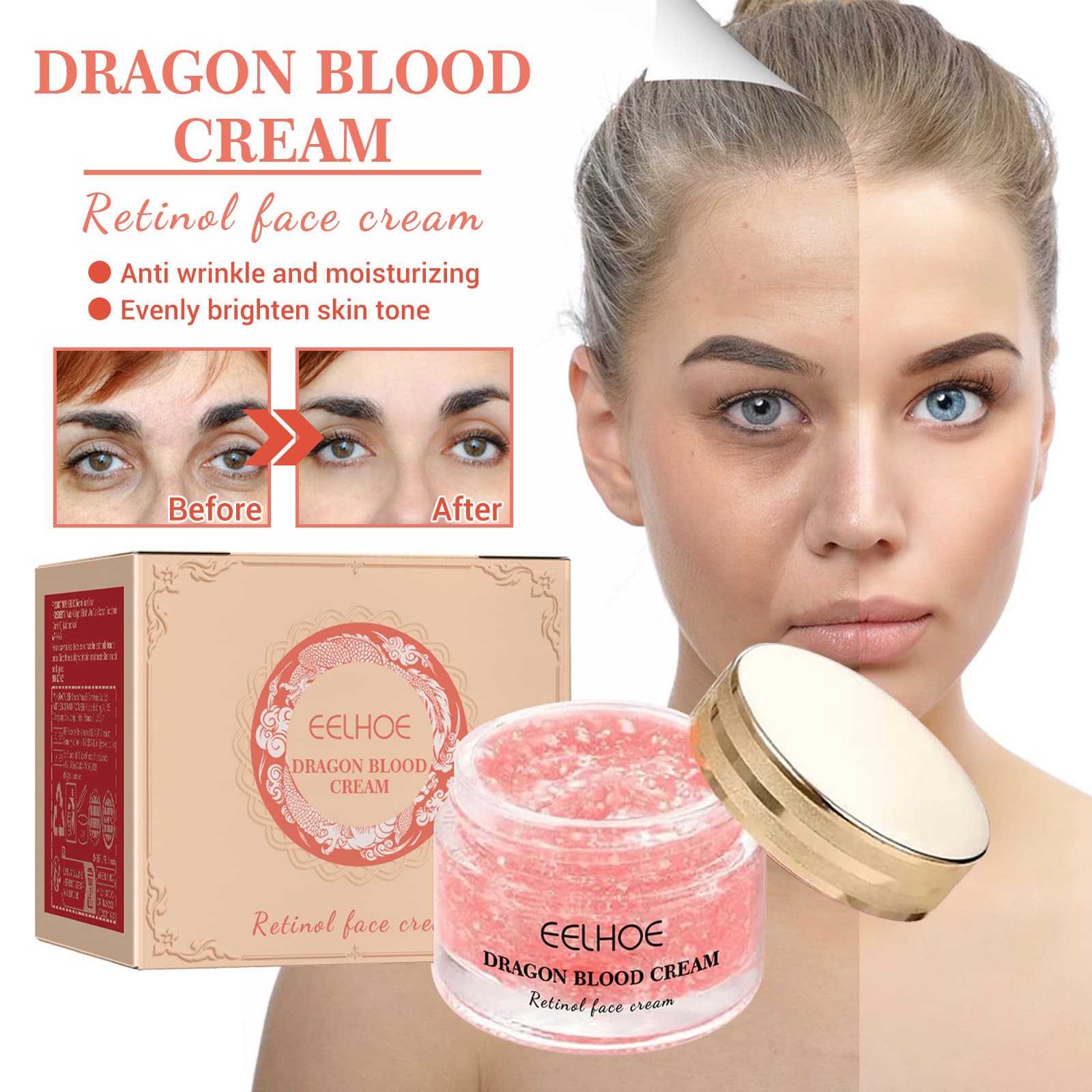 Crema facial compacta de retinol para iluminar la piel