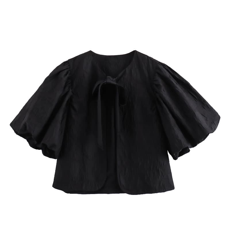 Blusa sin mangas cuello redondo estilo linterna