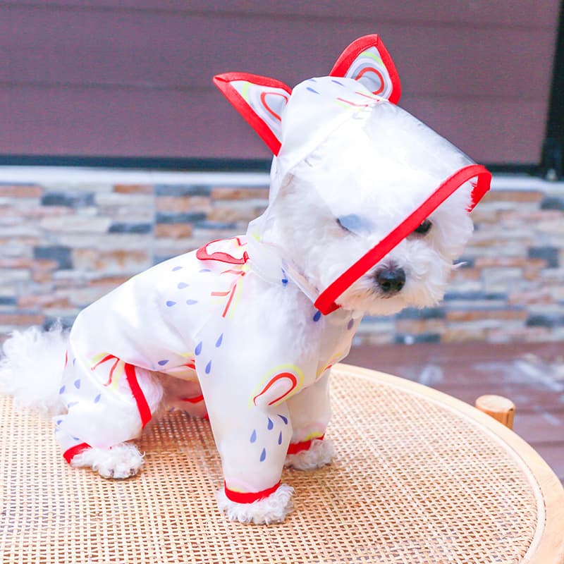 Impermeable transparente para perros con diseño arcoíris