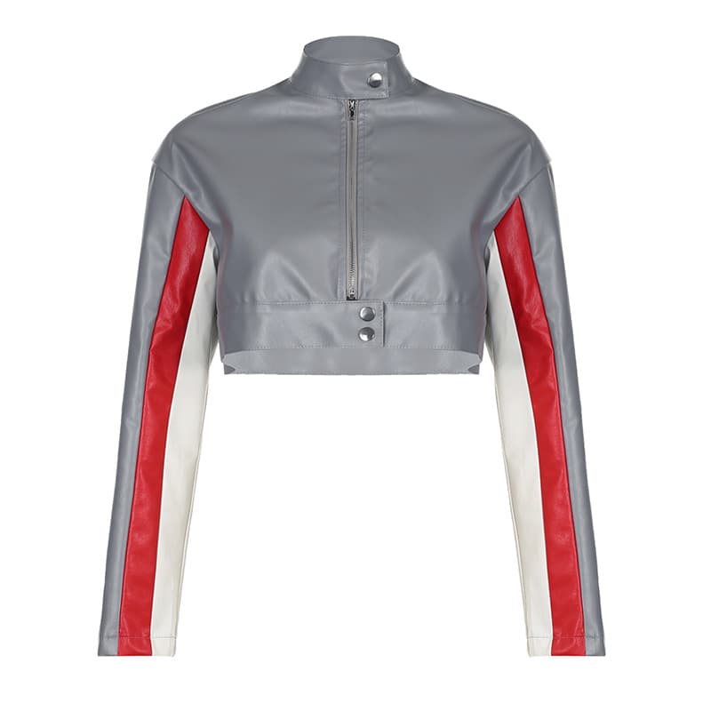 Chaqueta de motociclismo con colores contrastantes y cuello parado