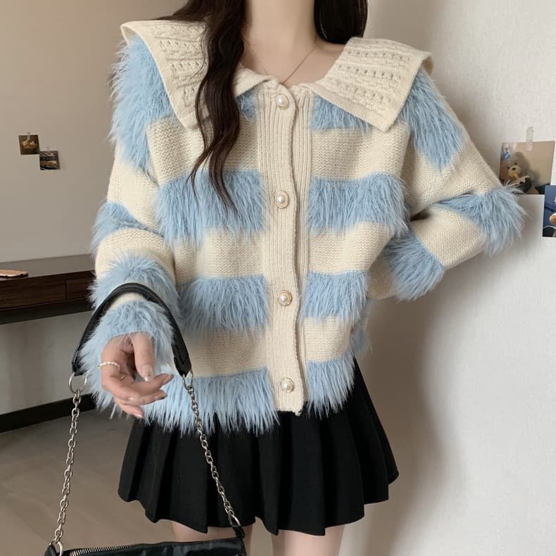 Chaqueta suéter mujer piel imitación visón invierno