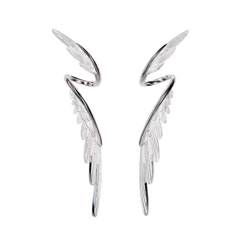 Aretes retro minimalistas con diseño de pluma