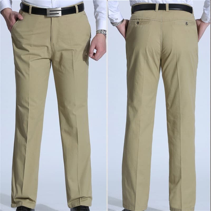 Pantalones casuales rectos para hombre de cintura alta