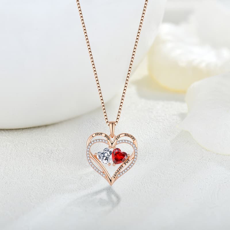 Collar de corazón en plata S925 con circones