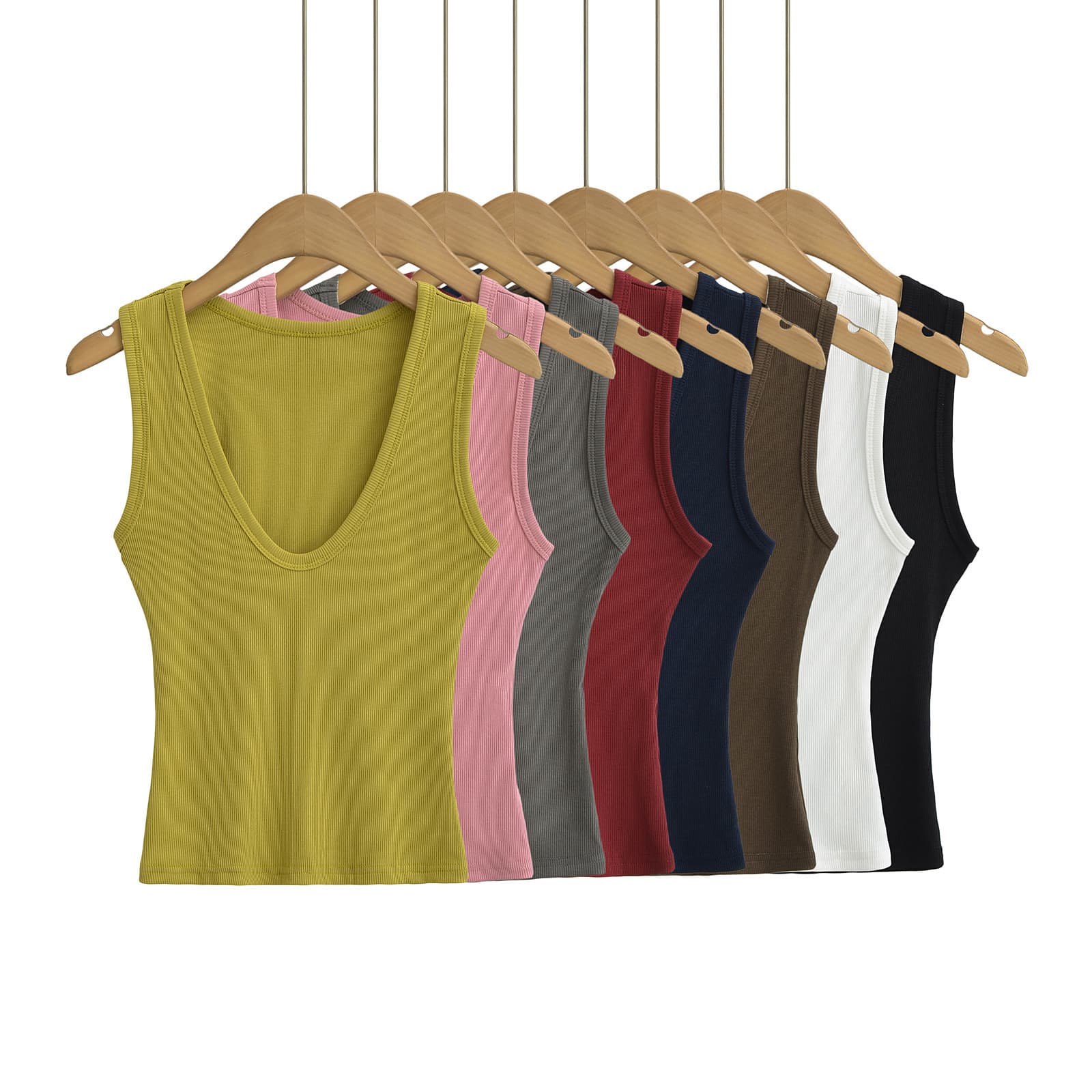Blusa sin mangas escote profundo en U para mujer